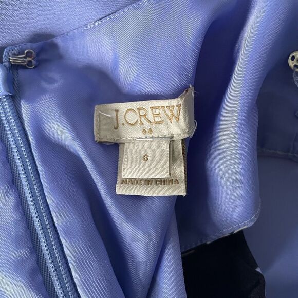 J. Crew Blue Floral Fit and Flare Polyester Dress Lined Spring 2016 Size 6 - Picture 3 of 7